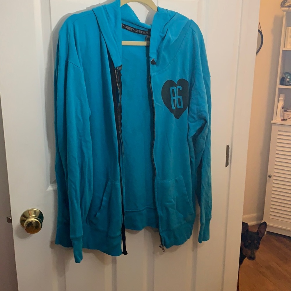 Zip up blue LOVE PINK hoodie